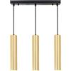 Alpinaluz Lampada a sospensione Tripla Dorata Lineare - Stile Minimalista - 3 Tubi in Alluminio 30 cm - Attacco GU10 - Cavo Tessile Regolabile 1 m - Luce Focale per Cucina, Sala o Salone