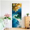 arricraft 2 fogli autoadesivi per porta, 80 cm x 200 cm, motivo natura, albero, fiume, riva del mare, adesivi per porta, in PVC, rimovibile, decorazione per camera da letto, soggiorno