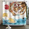 SDOTPMT 180x243cm Giapponese Tende Doccia Giappone Oceano Fuji Montagna Rosso Sole Ciliegio Fiori Bianco Crane Asiatico Giapponese Tradizionale Ukiyo-e Art Tende da bagno con ganci