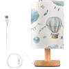 CEBUGI Lampade da tavolo a mongolfiera per soggiorno, comodino, lampade per camera da letto, con porta di ricarica USB, luce notturna tradizionale, 13 x 24,6 cm