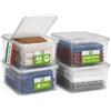 BAKAJI Set 4 Pezzi Storage Box in Plastica con Coperchio Trasparente, Contenitori 46 Litri x 4 Pz, Organizer Salvaspazio Capiente e Robusto, Portaoggetti Versatile per Stoccaggio 57 x 39 x 29 cm