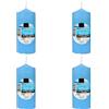 H HANSEL HOME Set de 4 Candele Profumate Freschezza Marina, Candele Blu a Colonna Profumate 11x4.7cm, Candela Profumada 25 Ore di Combustione