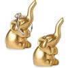 Zlokdraxy Set di 2 statue di elefanti dorati, decorazione elegante per soggiorno, camera da letto, bagno e cucina, idee regalo originali per uomini e amanti della decorazione