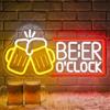Lxmoneon Beer O'Clock Insegna al neon,Insegna bar con in vetro di birra | Insegne luminose per birra USB per bar di casa per caverne umane, LED dimmerabile per birreria per pub feste discoteche