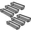 FUNSUEI Set di 6 portaposate per cassetti, 22,3 x 8 x 5,2 cm, in metallo, con tappetini antiscivolo, organizer per cassetti per cucina e ufficio