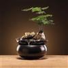 kychenBase Fontana da tavolo in ceramica con fontana d'acqua di loto, fontana da tavolo nera lucida con design naturale, decorazione silenziosa per scrivania per casa e ufficio relax