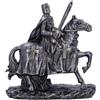 Nemesis Now Statuina di cavaliere pronto per la battaglia, finitura argento metallizzato, decorazione artistica medievale, cavaliere a cavallo con spada e redini, da servire
