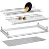 Crisalide® Scolapiatti per Pensile in Acciaio Cromato, Modelli 86 cm, Telaio in Alluminio Anodizzato, Vaschetta Raccogligocce Trasparente, Porta Piatti e Bicchieri per Cucina