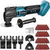 WOSIFUPO Strumento multifunzione oscillante senza fili per Makita 18 V Batteria, Multitool a 6 velocità regolabili, sega multifunzione per rimuovere, raschiare, tagliare con 30 accessori (batterie non incluse)