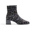 GIOSEPPO Tronchetto Donna Grigio Calzino Animalier Print Punta Quadrata