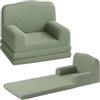 Garvee 2 in 1 Divano per Bambini - Poltrona Letto Pieghevole in Schiuma con Sherpa Morbido - Convertibile, Ideale per Cameretta e Sala Giochi - Design Corona - Colore Verde, Modello 2106-6