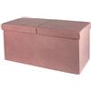 Baroni Home Cassapanca Pieghevole, Contenitore Portaoggetti, Pouf Poggiapiedi Velluto Rosa Cipria 76x38x38 cm