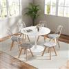 GrandCA HOME Tavolo da Pranzo con 6 Sedie, Tavolo da Pranzo Rotondo Moderno Bianco da 110 CM, 6 Sedie da Cucina Trasparenti Tulip, per Cucina, Soggiorno (Grigio)
