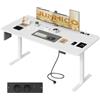 JUMMICO Scrivania Regolabile in Altezza con Presa 180x80 cm Bianca