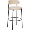 Beliani Set di 2 sgabelli da bar Boucle Steel con gambe nere senza braccioli Sedute per sala da pranzo color beige chiaro