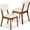 BAKAJI Set 2 Sedie Sala da Pranzo Salotto Cucina Design Moderno Struttura in Legno e Seduta Imbottita in Ecopelle Dimensioni 46 x 46 x 98,5 cm (Legno Scuro - Tessuto Crema)