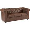 Vente-unique - Divano letto 3 posti Chesterfield - microfibra - marrone