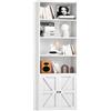 oneinmil Libreria Alta con Ante 6 Ripiani, Scaffale PortaLibri Moderno con Ante e Ripiani Aperti, Mobile Contenitore per Soggiorno, Ufficio, Camera da Letto, 55.5 x 23.5 x 181 cm, Bianco