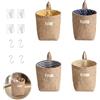 lbxtswpl Cesto sospeso, 4 pezzi, in cotone e lino, con 4 manici a S e 4 ganci a J, pieghevole, per parete, porta, camera da letto, bagno, 12 x 13,5 cm