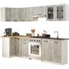 AKORD | Set di Mobili da Cucina Olivia 3m | Cucina Completa Piccola | Componibile | su Misura 46 x 300 x 203 cm | Per un design moderno e Tradizionale | Bianco & Cemento