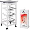 kasaviva Carrello da Cucina in Legno 3 Cassetti Bianco Top Grigio 37 x 37 x 76 cm