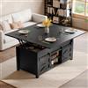 ELUCHANG Tavolino Salotto con Coperchio Ribaltabile 4 in 1 per Sala da Pranzo, Soggiorno e Ufficio, Tavolino Soggiorno con Ampio Spazio di Archiviazione, Legno in Nero