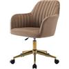 Vente-unique - Sedia da ufficio Altezza regolabile Velluto Beige e Dorato - ELEANA