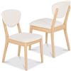 BAKAJI Set 2 Sedie Sala da Pranzo Salotto Cucina Design Moderno Struttura in Legno e Seduta Imbottita in Ecopelle Dimensioni 46 x 46 x 98,5 cm (Legno Chiaro - Tessuto Crema)