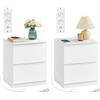 VASAGLE KAILYN Collezione - Comodini con Ciabatta Elettrica, Set di 2 Tavolini, 2 Cassetti, 2 Prese AC, 2 Porte USB-A, Soggiorno Camera da Letto, Moderno, Bianco Nuvola LET821W02