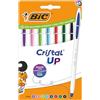BIC Penne a Sfera Cristal Up Punta Larga (1,2 mm) con Fusti Bicolore - Inchiostro di Colori Classici e Divertenti Assortiti, Confezione da 8