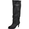 IF Stivali Donna Spuntati Effetto Camoscio, Stivali Alti con Punta Aperta e Tacco Sottile, Gambale Morbido Arricciabile, Scarpe Eleganti da Sera e Cerimonia 52228 nero N.38