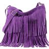 modamoda de Ital. Borsa a tracolla in pelle Frans borsa tracolla donna borsa in pelle scamosciata T125, Colore:viola