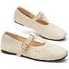 GLAMORA Ballerine Donna in Maglia Intrecciata, Mary Jane con Cinturino Regolabile, Scarpe Basse Comode e Leggere, Calzature Eleganti da Donna, Punta Squadrata Morbida