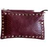 Jaime de Juan Leather Borsa a tracolla in pelle con borchie. Maniglia a mano e tracolla lunga regolabile e intercambiabile., Serpente bordeaux, S