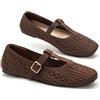 GLAMORA Ballerine Donna in Maglia Intrecciata, Mary Jane con Cinturino Regolabile, Scarpe Basse Comode e Leggere, Calzature Eleganti da Donna, Punta Squadrata Morbida