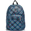 Invicta Zaino Scuola, Blu, Tartan, Zaino Doppio Scomparto con Tasca con Organizer, Scuola, Per bambini, Ragazzi e adulti, Unisex
