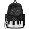 Generico Piano Backpack Polka Dot Backpack Y2k Bookbag Medium Daypack (Black)