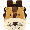 Amsgedhie Zaino per Bambini Personalizzato con Nome Ricamato Zaino Peluche per Piccoli Maschi Femmine Borsa Scuola Materna Morbida con Spallacci Regolabili Regalo di Compleanno per Bambini (Animale Leone)