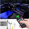 QAUBEN Auto Interno Strip Luces, 6 in 1 Multicolore RGB Auto Ambient Luceing Kit, 8m Fibra ottica EL Neon Tube Luce, Modalità fai da te Musica Sincronizzazione RF Telecomando DC 12V