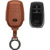 kwmobile Custodia Chiavi Vera Pelle Compatibile con Toyota 2/3 Button Aygo Yaris Cross RAV4 GR 2020-2024 Custodia - Car Key Case con Anello Portachiavi - Accessori Auto - marrone chiaro