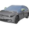 BEXITA Telo Copriauto Felpato Invernale Impermeabile Mezza Telo per Auto, Addensato Tessuto con Cotone Foderato, per Hatchback(fino a 440cm), Argento