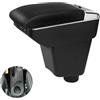 kswiown Bracciolo per auto, compatibile con Renault Clio 4 IV 2012-2019, bracciolo centrale, a doppio strato, con 7 porte USB, in pelle nera con linee nere