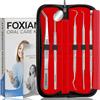 Foxian 5 pezzi igiene dentale scaler in acciaio inox denti pulizia kit igiene piastra gancio scaler raschietto per uso professionale