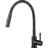 CECIPA Rubinetto da cucina, spazzolato, flessibile con 2 tipi di getto, armatura da cucina, nero, girevole a 360°, ad alta pressione, 2 raccordi G3/8