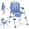 Niktulo Comoda WC Portatile per Anziani, Sedia con Altezza Regolabile 5 Altezze Regolabili, Gabinetto Portatile Adulti, Sedia wc per Anziani con Secchio/con Braccioli per Donne Incinte Disabili（200kg）