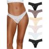 Felina Perizoma Elastico in Pizzo a Vita Bassa, Biancheria Intima Sexy da Donna, Perizoma da Donna, Mutandine Senza Cuciture da Donna (Confezione da 6), Neutri, Small-Medium