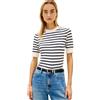 Tommy Hilfiger Donna Pullover Jersey Maniche Corte, Multicolore (Ivory Petal/Dark N Navy STP), XL