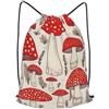 SMAZDFXX Zaino con coulisse rosso bianco a forma di fungo, borsa con cordino, zaino pieghevole, borsa sportiva da palestra per lo shopping e lo yoga