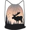 SMAZDFXX Zaino con coulisse Moose Mountain Pine Tree Wilderness Borsa con cordino Zaino pieghevole Borsa sportiva da palestra per lo shopping Yoga