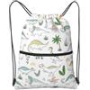 SMAZDFXX Zaino con coulisse e cerniera, motivo dinosauro, con stampa a forma di camminata, per palestra, yoga, viaggi